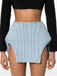 BLACK CURVY STRUCTURED MINI SKIRT