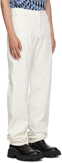 WHITE SPIRAL BAGGY JEANS