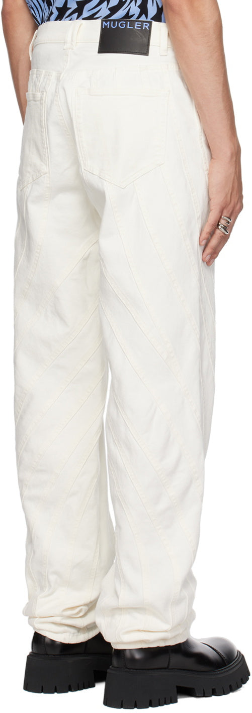 WHITE SPIRAL BAGGY JEANS
