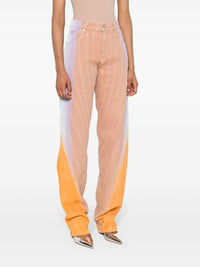 TAN GRADIENT-EFFECT SPIRAL BAGGY JEANS