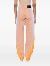 TAN GRADIENT-EFFECT SPIRAL BAGGY JEANS
