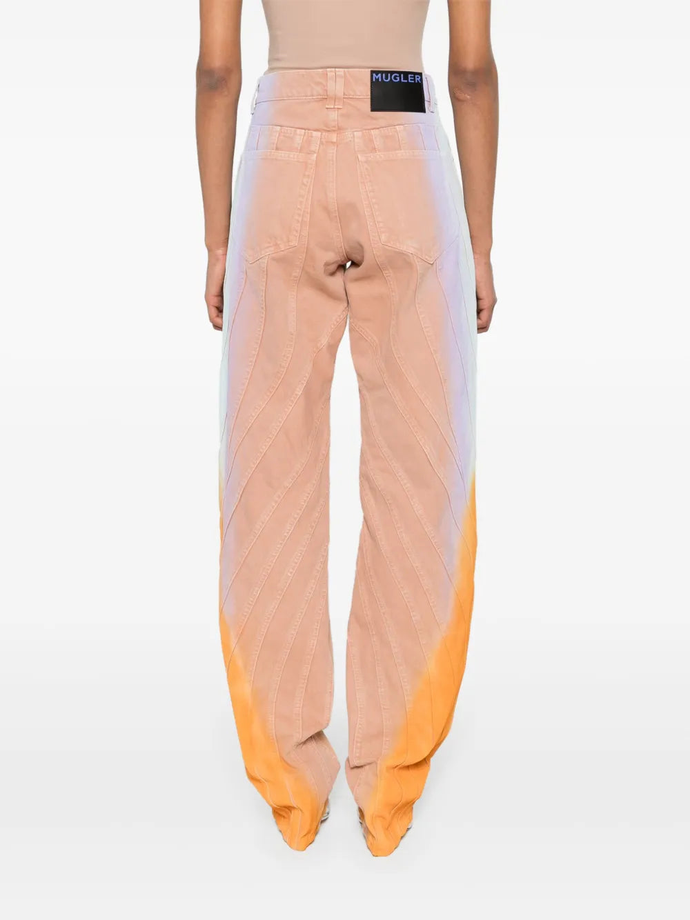 TAN GRADIENT-EFFECT SPIRAL BAGGY JEANS