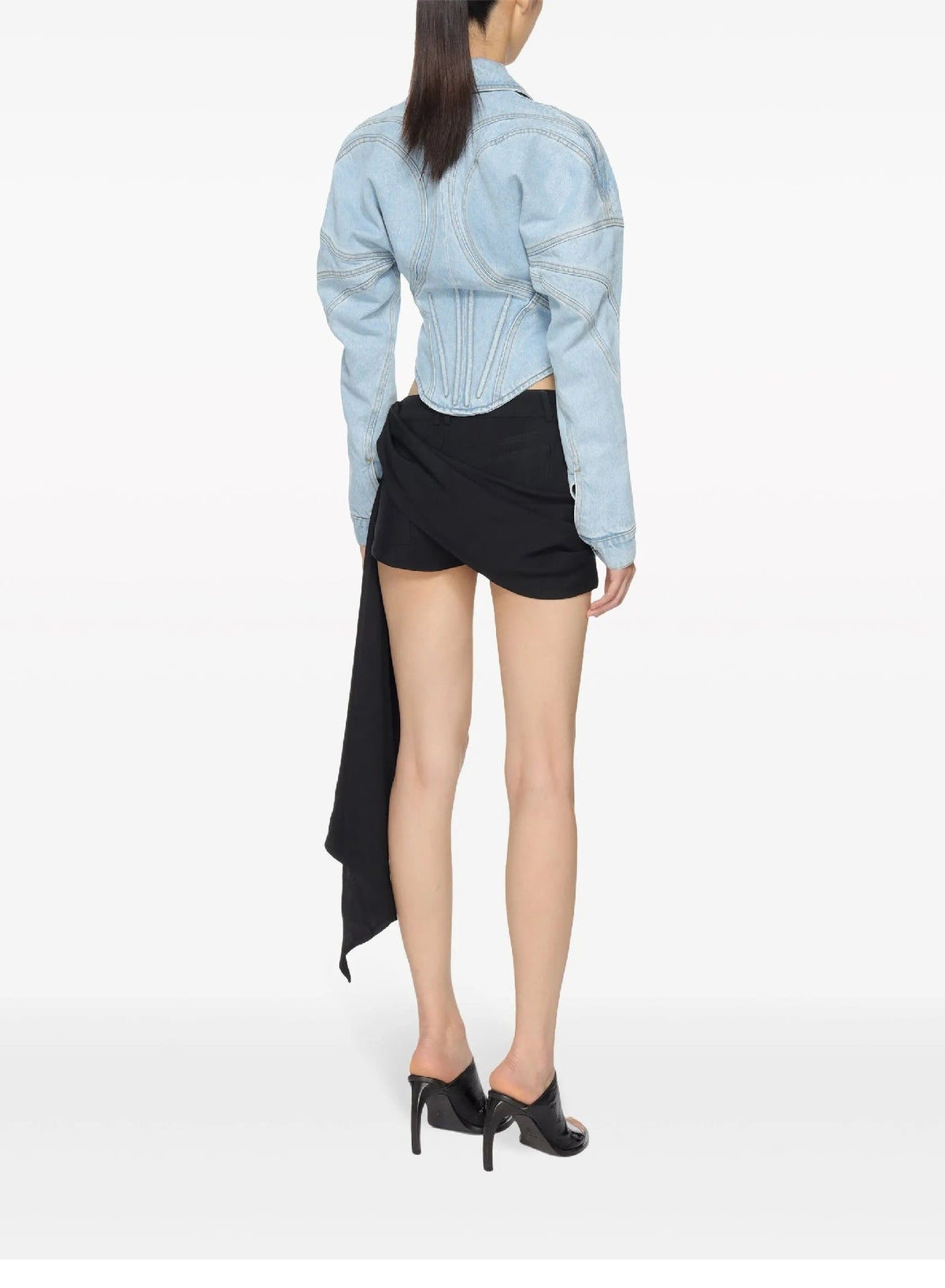 LIGHT BLUE // light blue tailored corset denim jacket