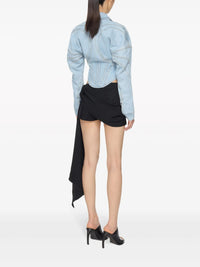 LIGHT BLUE TAILORED CORSET DENIM JACKET