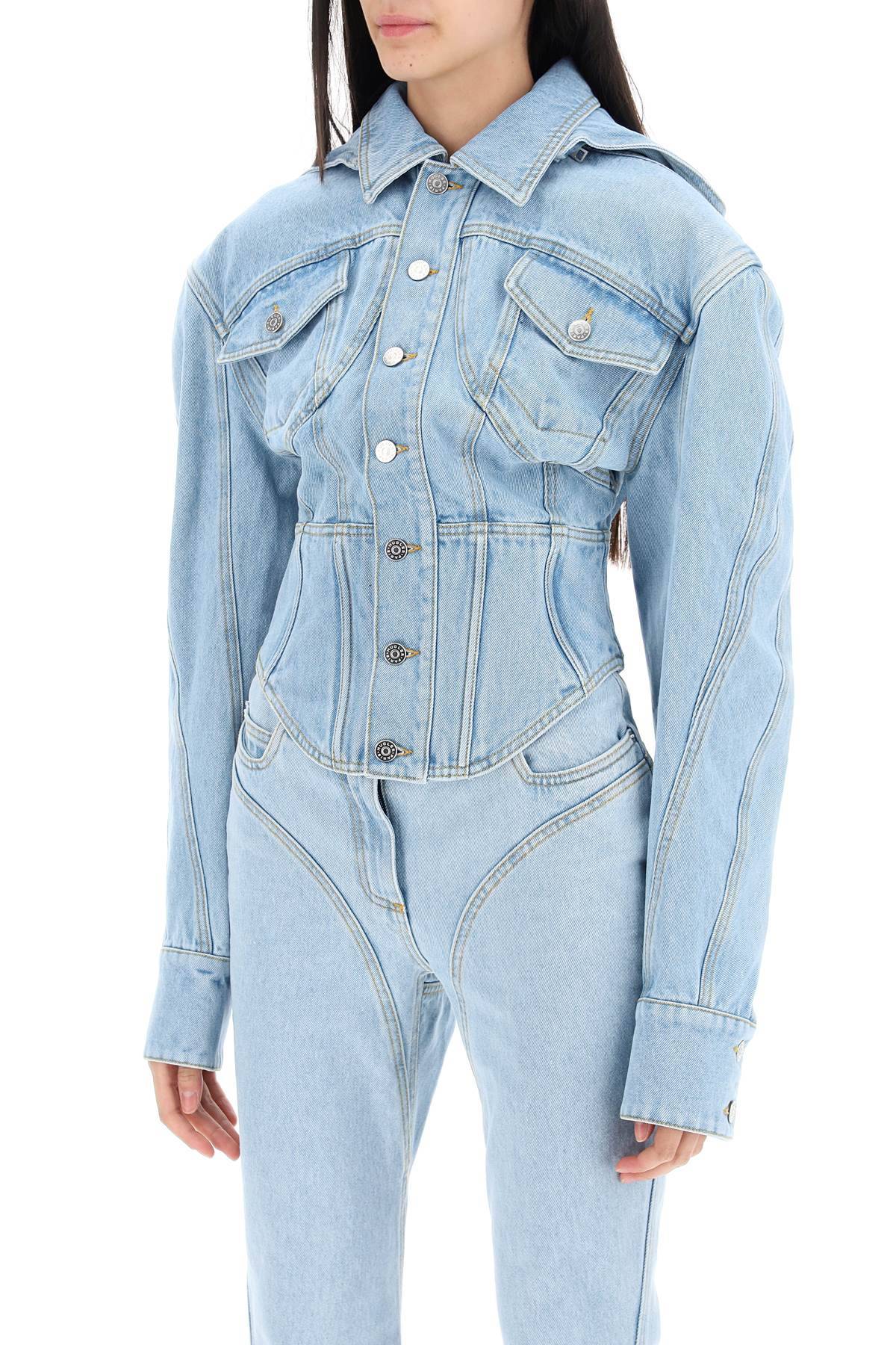 LIGHT BLUE CORSETED DENIM JACKET