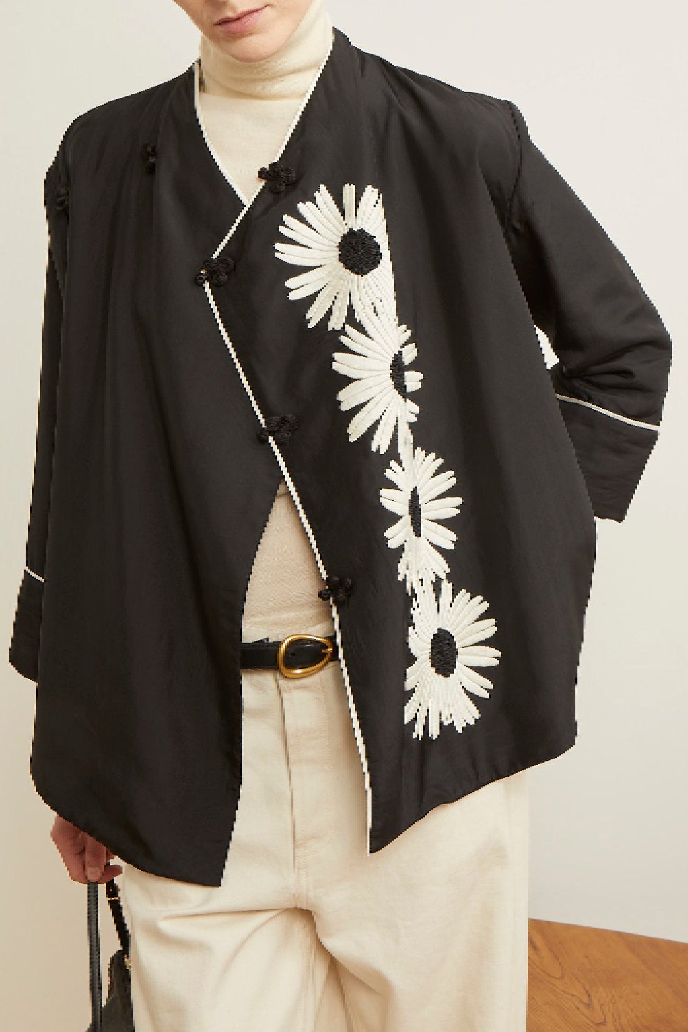 Blouse Kong à motifs fleurs en soie - Black