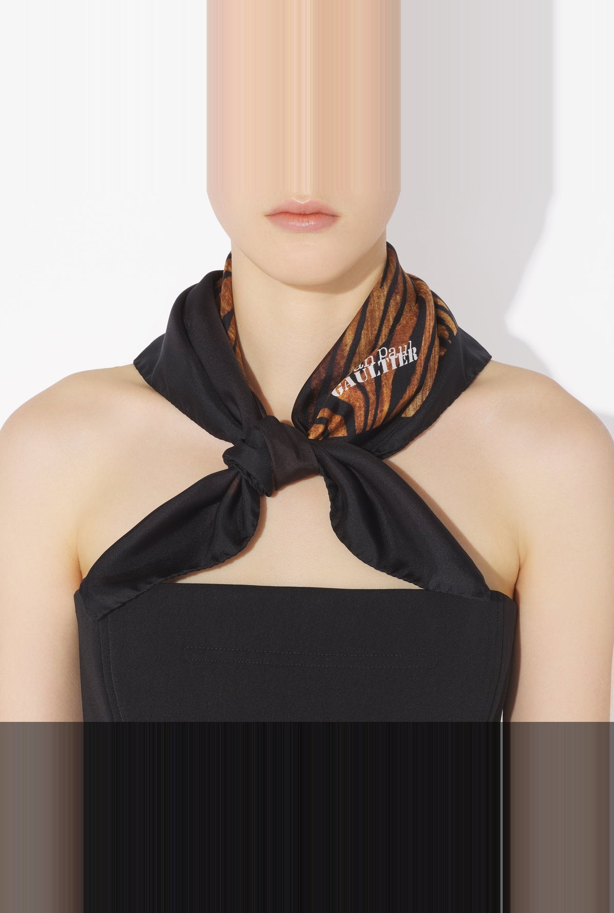 Wood silk scarf - Black & Brown