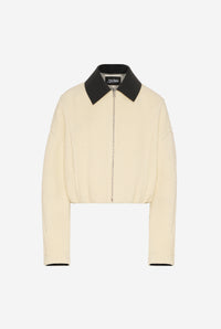 Heavy Wool Bomber Jacket - Ecru & Black