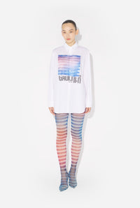 La Chemise Oversize Air Blanche - White & Lightblue & Peach