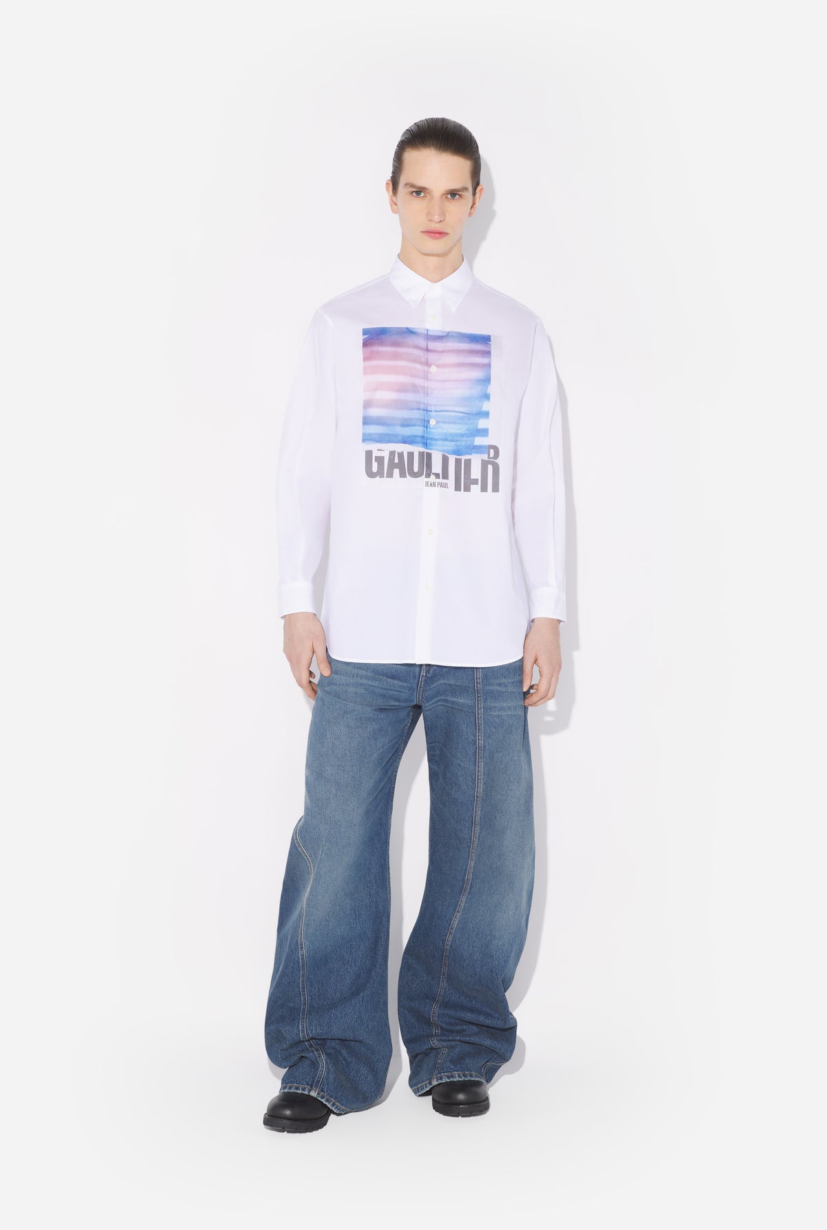 La Chemise Oversize Air Blanche - White & Lightblue & Peach