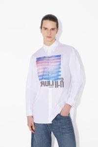 La Chemise Oversize Air Blanche - White & Lightblue & Peach