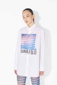 La Chemise Oversize Air Blanche - White & Lightblue & Peach