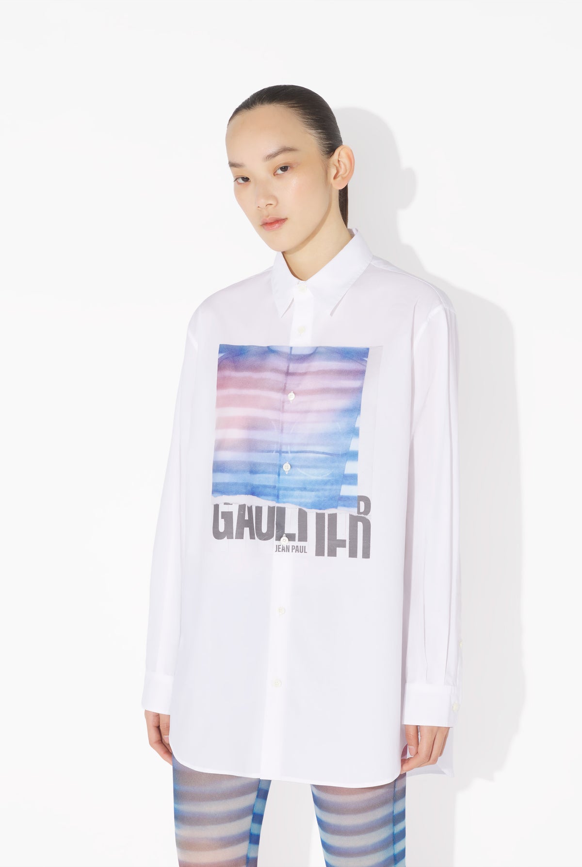 La Chemise Oversize Air Blanche - White & Lightblue & Peach