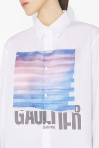 La Chemise Oversize Air Blanche - White & Lightblue & Peach