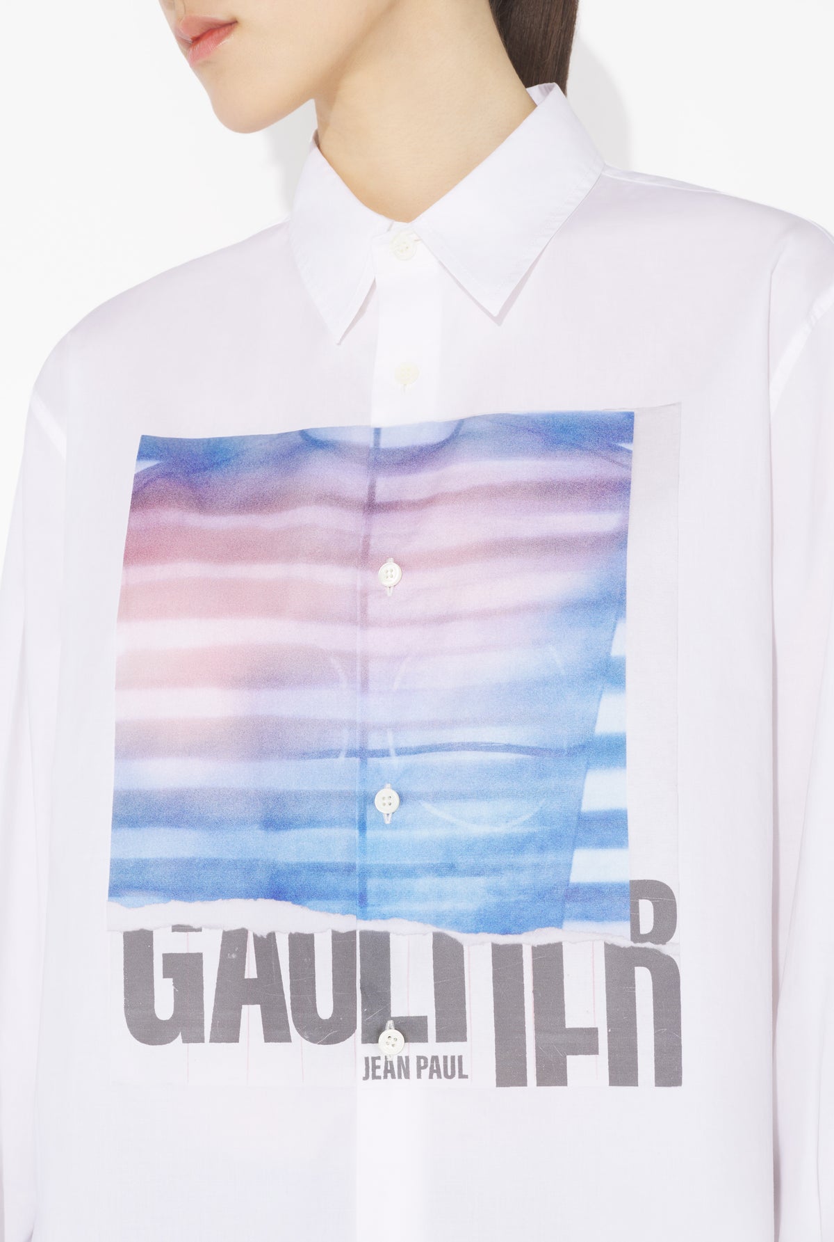 La Chemise Oversize Air Blanche - White & Lightblue & Peach