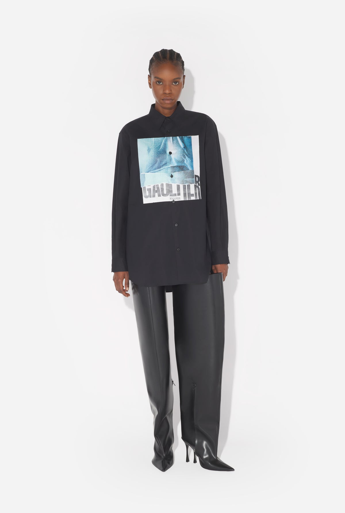 La Chemise Oversize Water Noire - Black & Indigo & Vintageblue