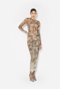 La Robe Longue Médaillon Beige - Lightbeige & Taupe