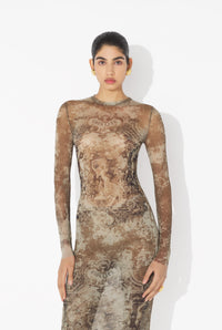 La Robe Longue Médaillon Beige - Lightbeige & Taupe