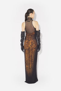 La Robe Longue Drapée Wood - Black & Brown