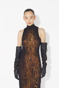 La Robe Longue Drapée Wood - Black & Brown