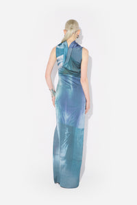 La Robe Longue Drapée Water - Indigo & Vintageblue