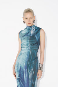 La Robe Longue Drapée Water - Indigo & Vintageblue