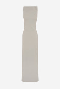 Long Backless Dress With Belt On The Back - Grey