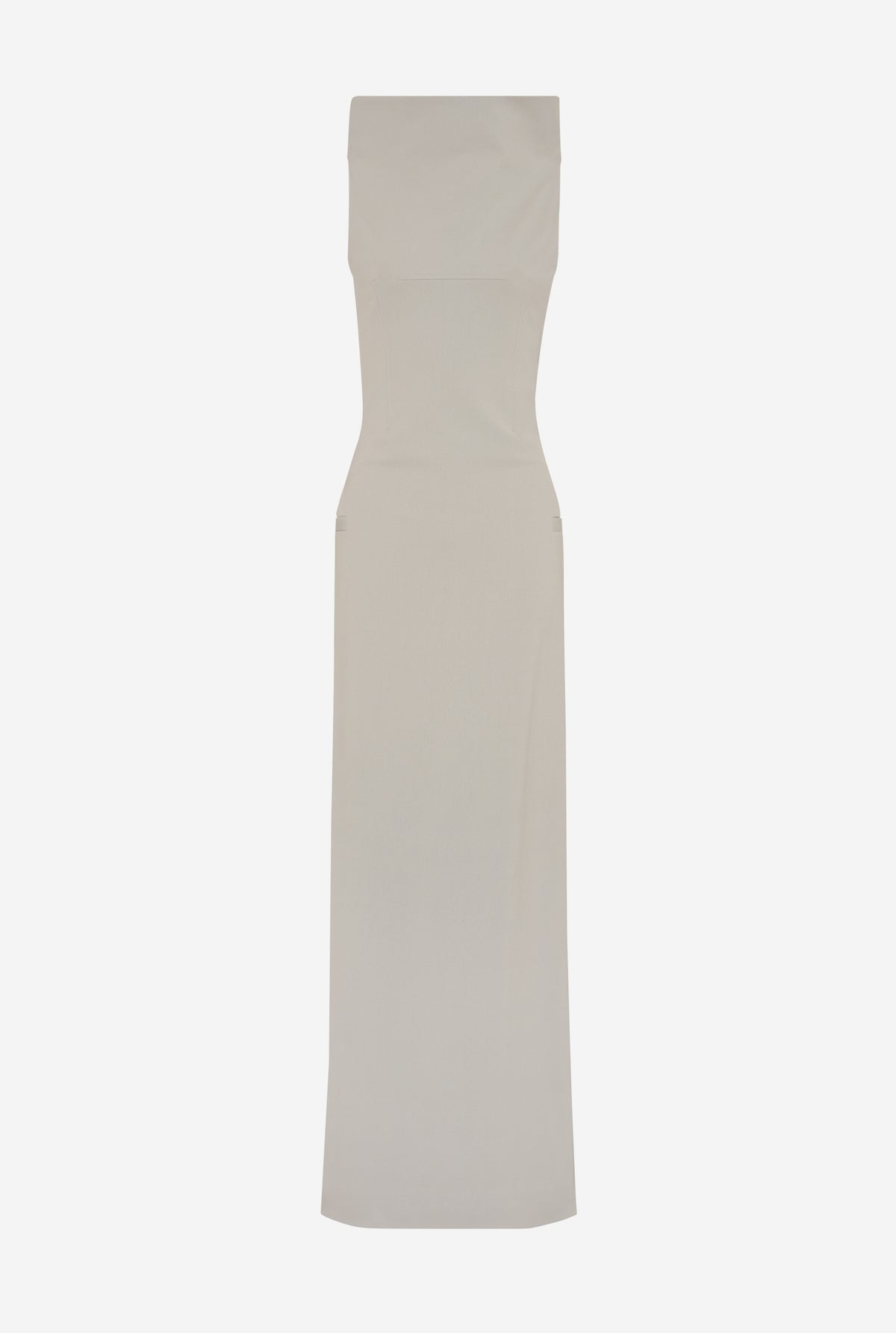 Long Backless Dress With Belt On The Back - Grey