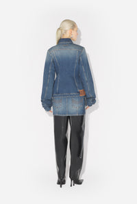 La Veste En Denim Bleu À Manches Oversize - Vintageblue