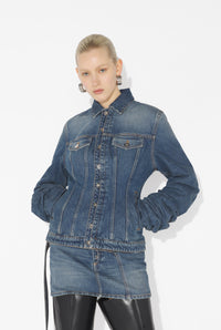 La Veste En Denim Bleu À Manches Oversize - Vintageblue