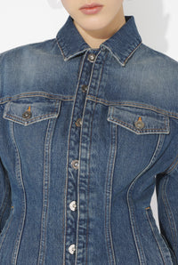 La Veste En Denim Bleu À Manches Oversize - Vintageblue