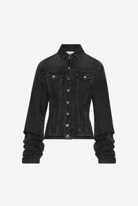 Fitted Jacket With Oversized Sleeves - Vintageblack