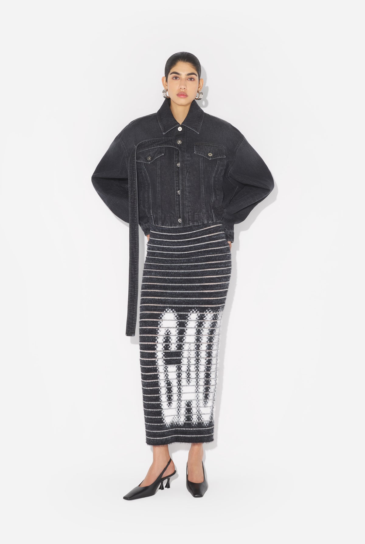 La Veste En Denim Strap Noire - Vintageblack