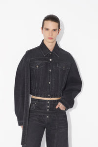 La Veste En Denim Strap Noire - Vintageblack