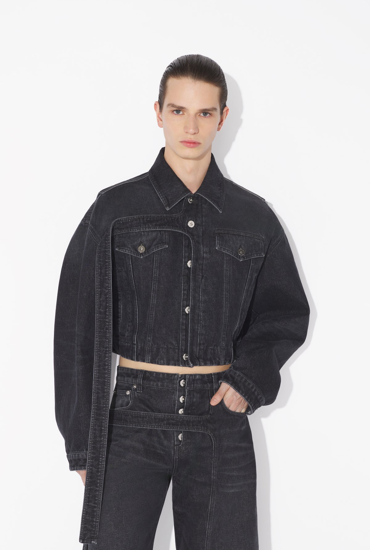 La Veste En Denim Strap Noire - Vintageblack