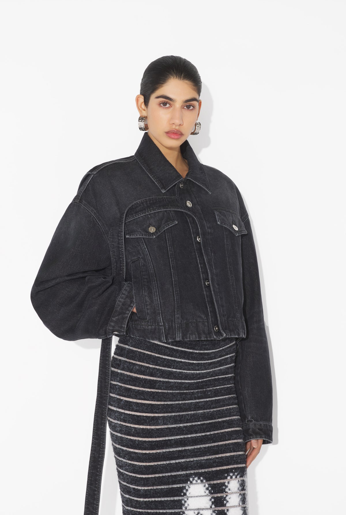 La Veste En Denim Strap Noire - Vintageblack