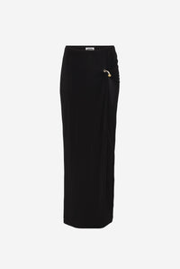 Stretch Viscose Double Layer Long Skirt With "Gaultier" Piercing - Black