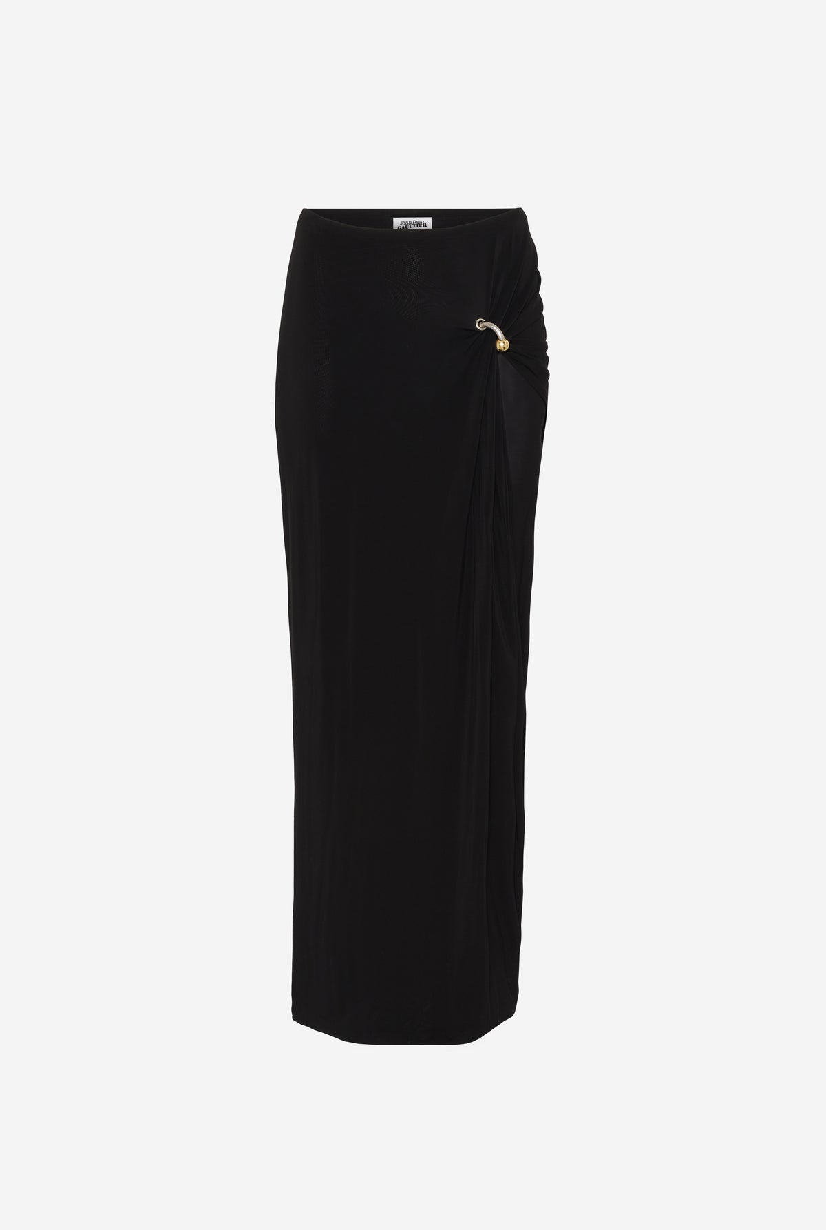 Stretch Viscose Double Layer Long Skirt With "Gaultier" Piercing - Black