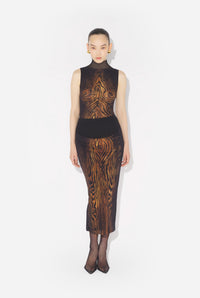 La Jupe Longue Drapée Wood - Black & Brown