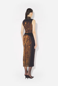La Jupe Longue Drapée Wood - Black & Brown