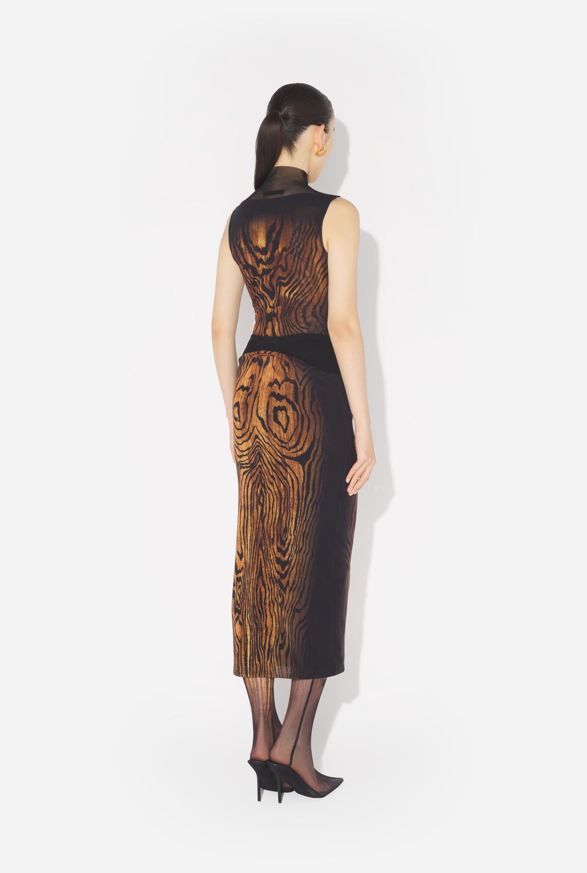 La Jupe Longue Drapée Wood - Black & Brown