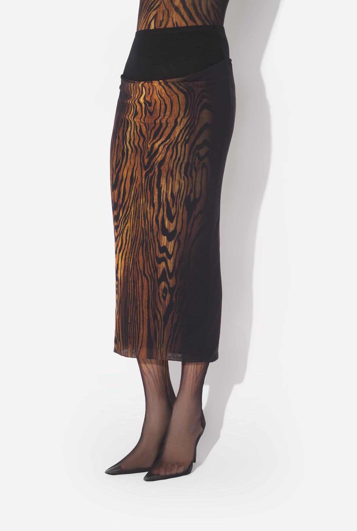 La Jupe Longue Drapée Wood - Black & Brown