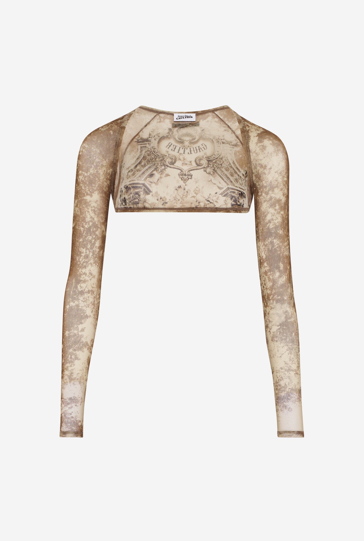 Mesh Sleeves Printed "Médaillon" - Lightbeige & Taupe