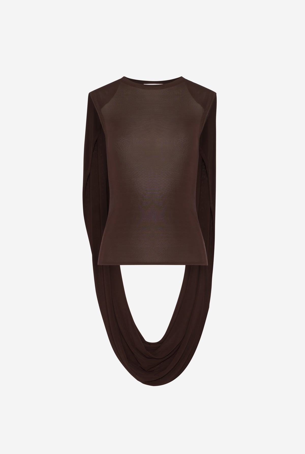 Stretch Viscose Double Layer Drapped Top - Brown