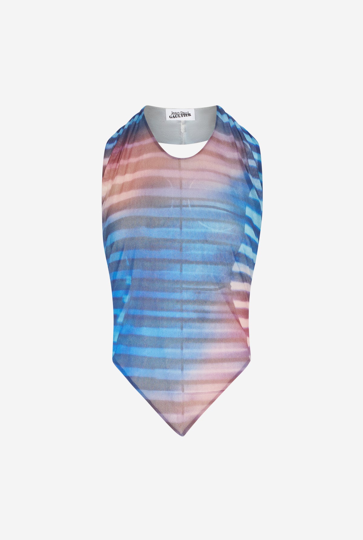Mesh Scarf Top Printed "Air" - Lightblue & Blue & Peach