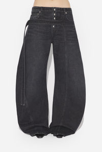 Le Jean En Denim Strap Noir - Vintageblack