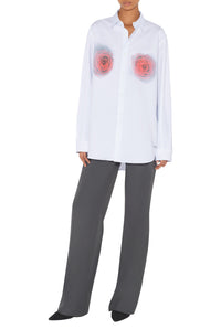 Unisex shirt with a 'Blurry Roses' print - White & Grey & Red