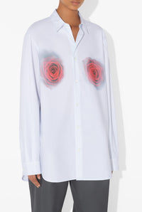 Unisex shirt with a 'Blurry Roses' print - White & Grey & Red