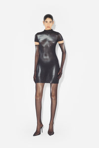 La Robe Courte Body Dust Argentée - Black & Silver