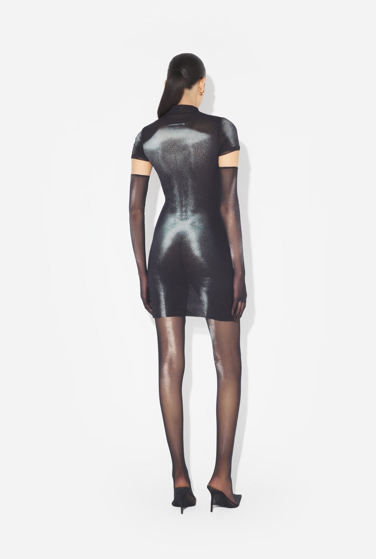 La Robe Courte Body Dust Argentée - Black & Silver